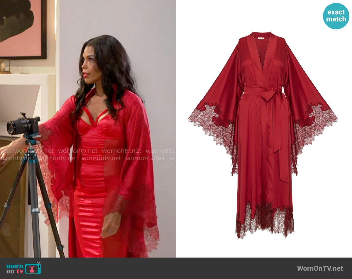 Avenue 8 Lace Detailed Maxi Robe worn by Dani Dupree (Karla Mosley) on Beyond the Gates
