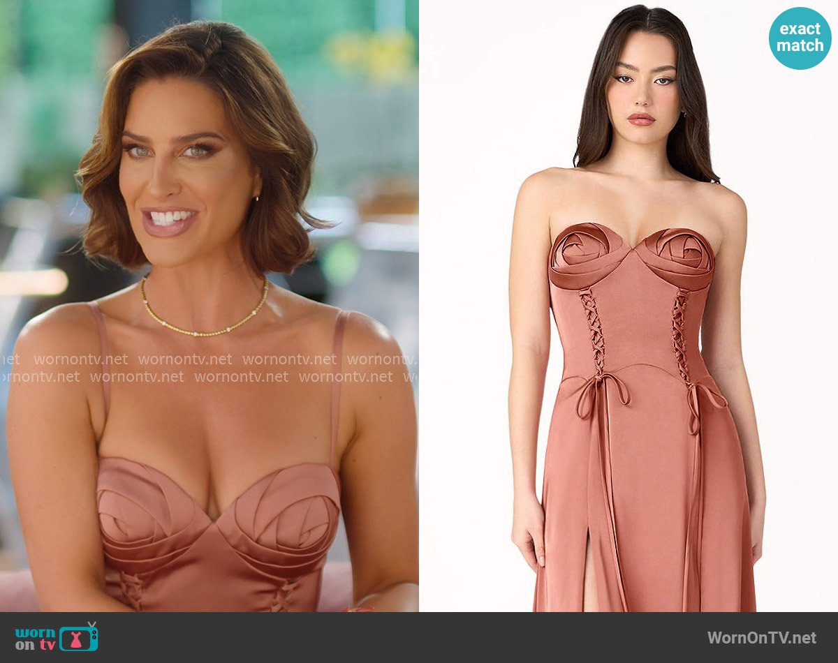 Azazie Willow Gown in Copper worn by Polly Brindle (Polly Brindle) on Selling the OC