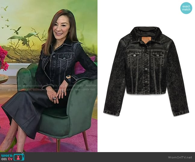 Balenciaga Denim Jacket With Laces worn by Michelle Yeoh on Today
