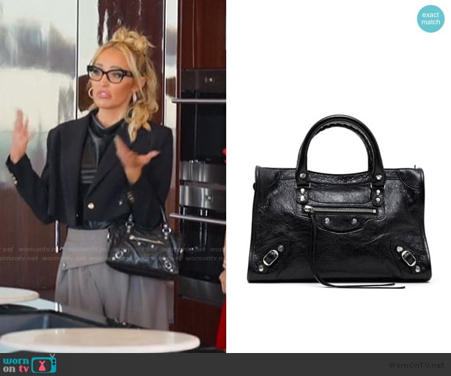 Balenciaga Small Le City leather tote bag worn by Mary Fitzgerald on Selling Sunset