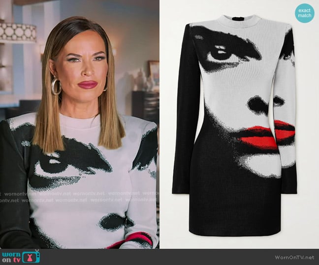 Balmain Printed Jacquard-knit Mini Dress worn by Britani Bateman on The Real Housewives of Salt Lake City