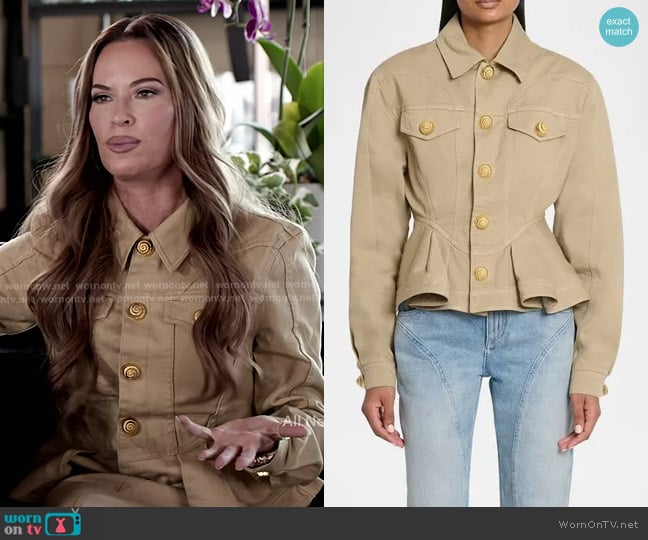 Balmain Ruffled Cotton Canvas Jacket worn by Britani Bateman on The Real Housewives of Salt Lake City