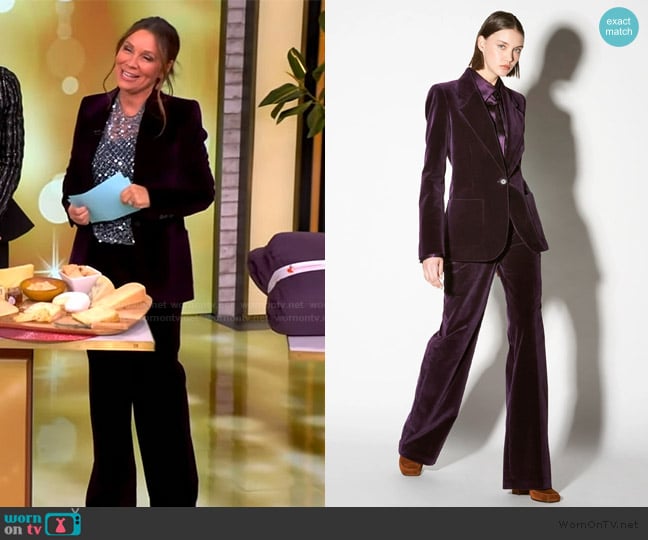 Barbara Bui Plum smooth velvet suit jacket worn by Gretta Monahan on The View