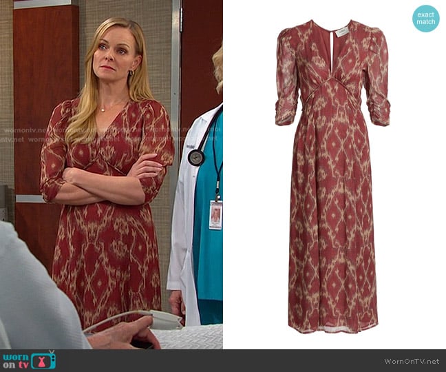 Ba&Sh Matsa Dress in Brique worn by Belle Brady (Martha Madison) on Days of our Lives