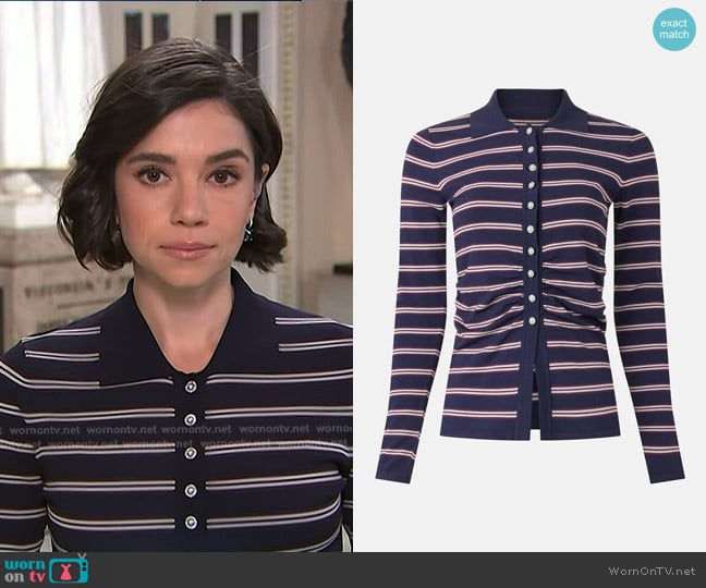 Baum und Pferdgarten Camiline Striped Button Down Polo worn by Julie Tsirkin on NBC News Daily
