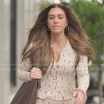 Jessi’s beige print smocked top and shorts on The Secret Lives of Mormon Wives