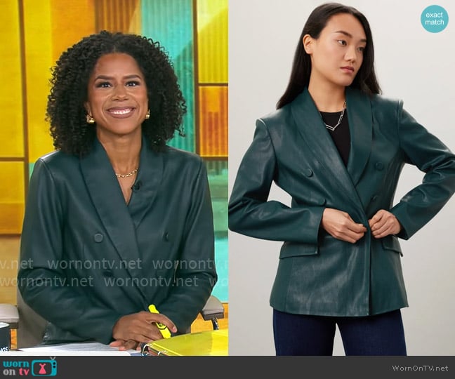 Blank NYC Green Room Blazer worn by Adriana Diaz on CBS Mornings