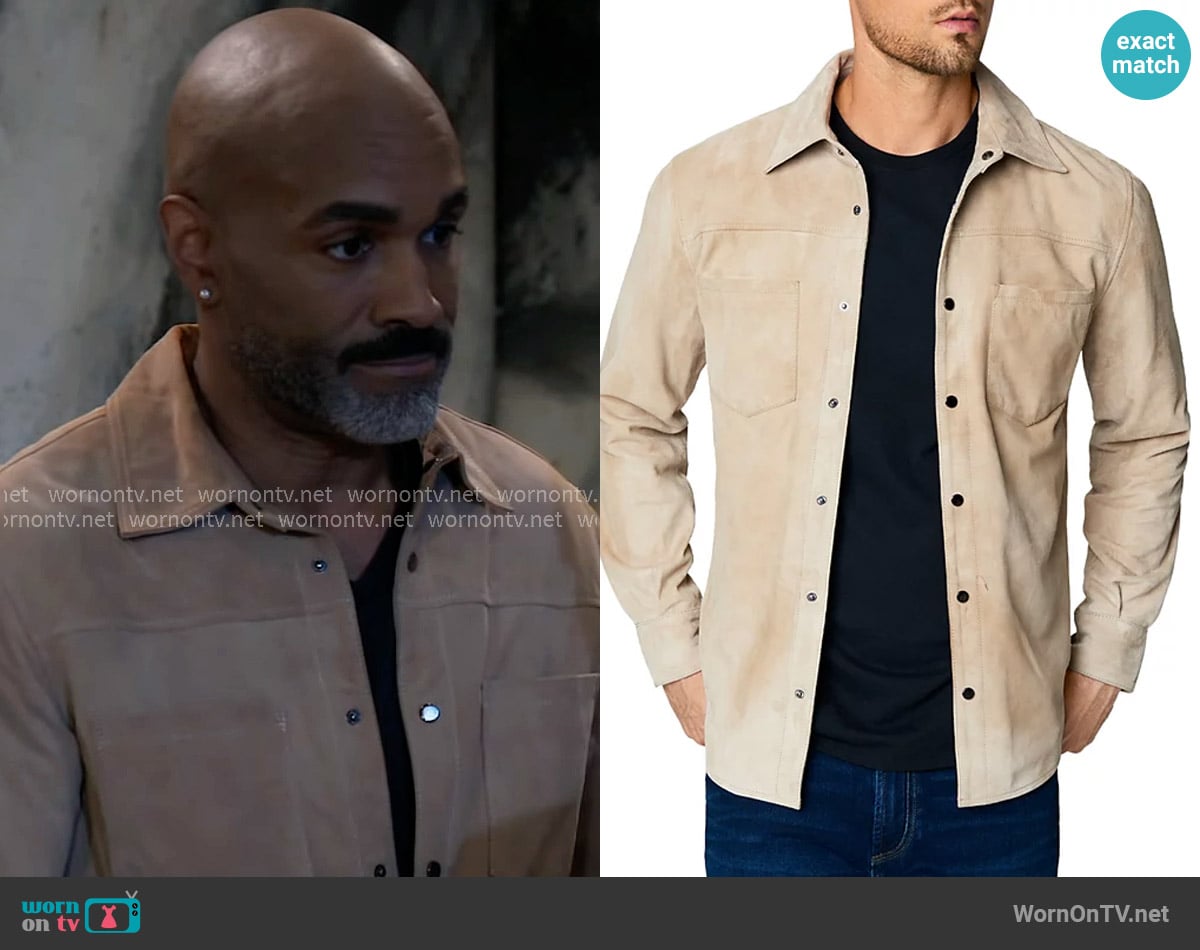 Blank NYC Leather Shirt Jacket worn by Curtis Ashford (Donnell Turner) on General Hospital