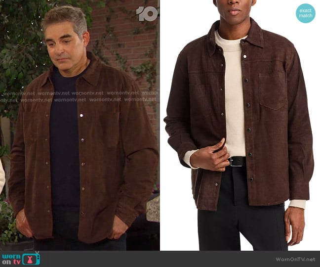 Blank NYC Regular Fit Leather Shirt Jacket in Cocoa Nib worn by Galen Gering (Rafe Hernandez) on Days of our Lives