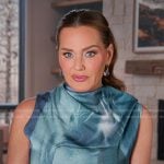 Meredith’s blue printed confessional dress on The Real Housewives of Salt Lake City