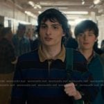 Mike’s striped rugby shirt with corduroy colloar on Stranger Things
