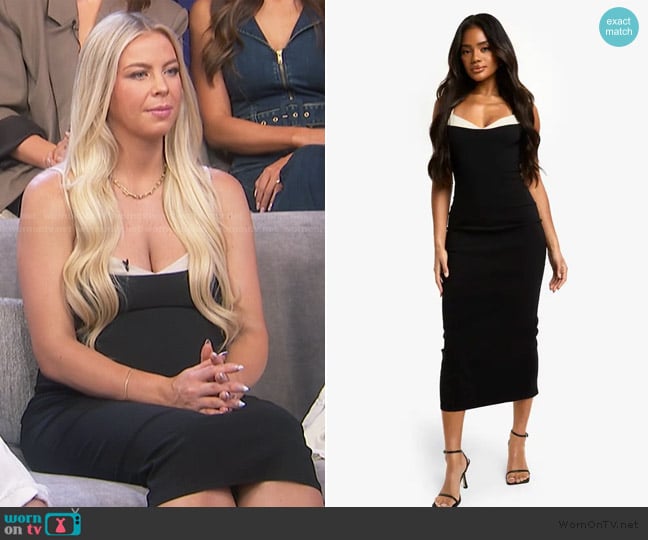 Boohoo Contrast Insert Bengaline Midaxi Dress worn by Mayci Neeley on The Secret Lives of Mormon Wives