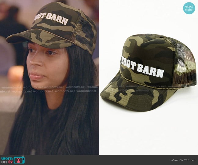 Boot Barn Camo Print Logo Ball Cap worn by Layla Taylor on The Secret Lives of Mormon Wives
