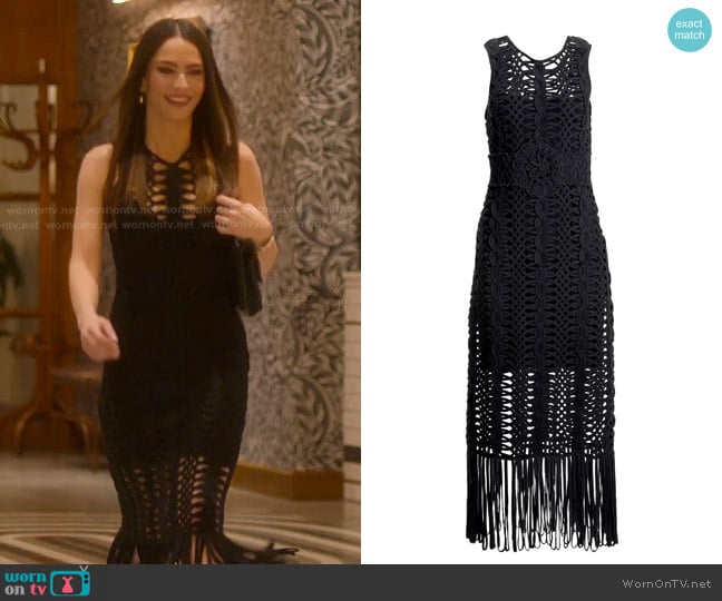 Boston Proper All Over Macrame Fringe Dress worn by Sandra Vergara on Selling Sunset