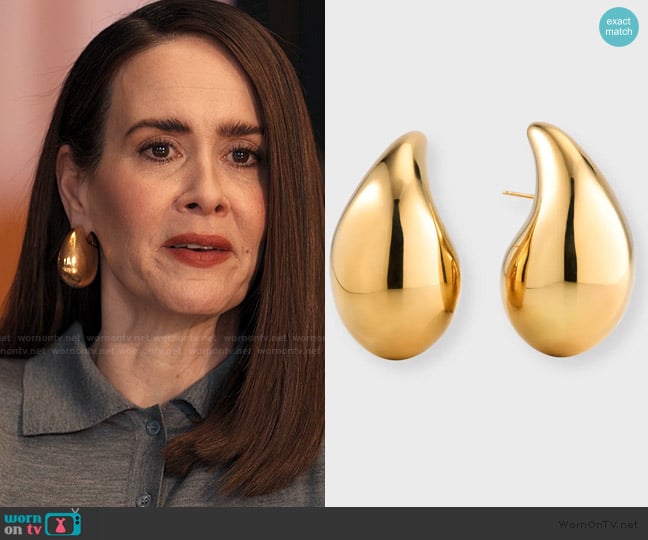 Bottega Veneta Large Drop Earrings worn by Carrington Lane (Sarah Paulson) on Alls Fair