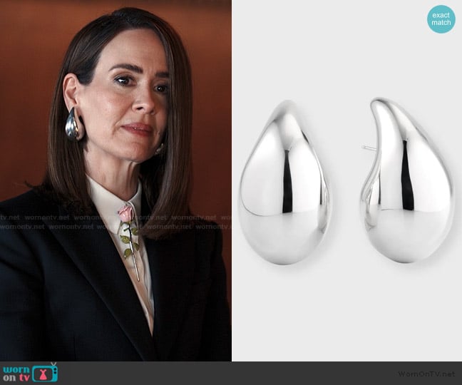 Bottega Veneta Large Drop Earrings worn by Carrington Lane (Sarah Paulson) on Alls Fair