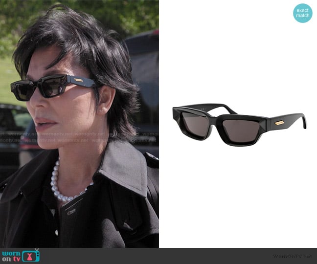 Bottega Veneta Rectangle Frame Sunglasses worn by Kris Jenner (Kris Jenner) on The Kardashians