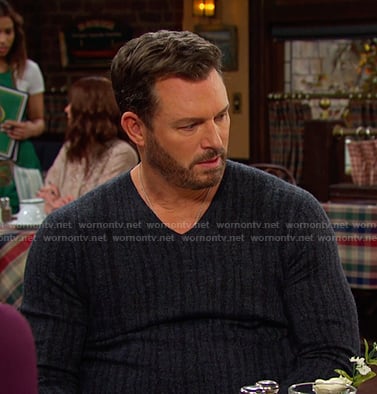 Brady’s navy v-neck sweater on Days of our Lives
