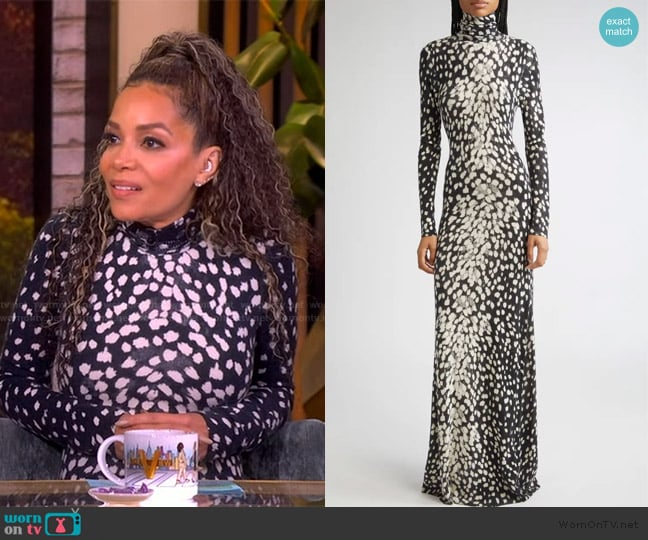 Sunny’s black animal print mesh dress on The View Sunny’s black animal print mesh dress on The View
