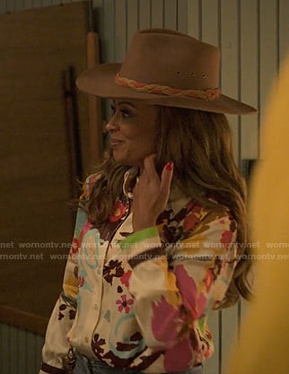 Brandy's floral button down blouse on Reasonable Doubt