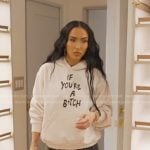 Bre’s white print hoodie on Selling Sunset