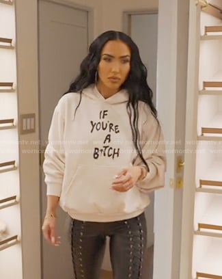 Bre's white print hoodie on Selling Sunset