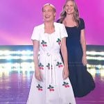 Brie Larson’s white floral print dress on The Drew Barrymore Show