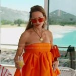 Britani's orange tiered strapless dress on The Real Housewives of Salt Lake City