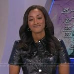 Brittany’s black crocodile embossed leather dress on Good Morning America