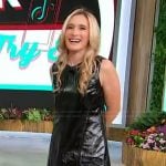 Brittany Levine’s black leather mini dress on Sherri