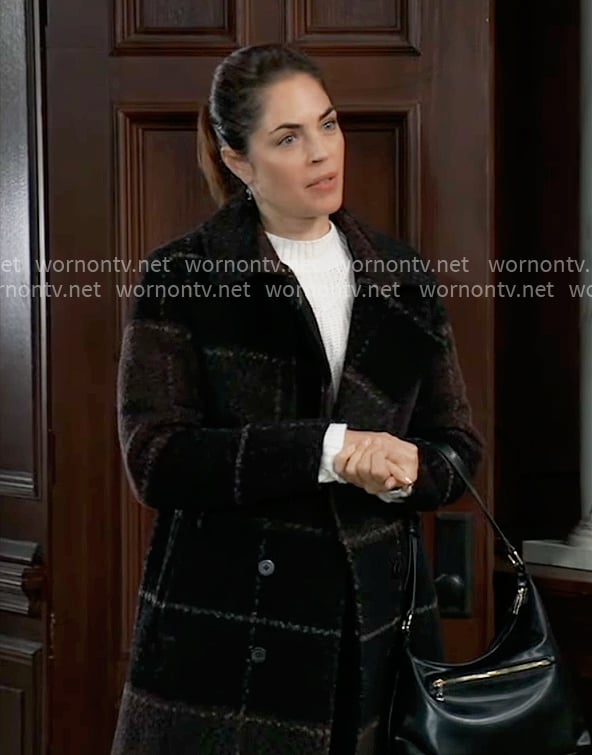 Britt’s brown checked coat on General Hospital