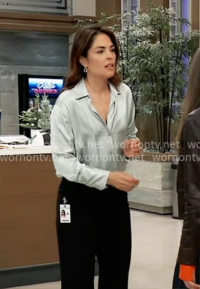 Britt's mint green button down top on General Hospital