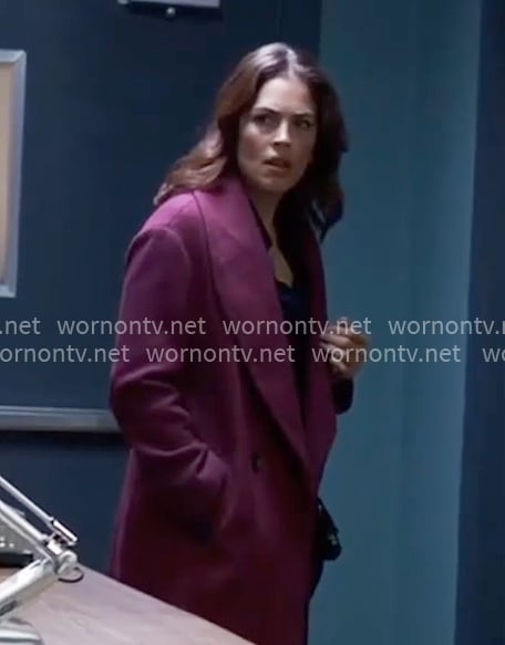 Britt’s plum purple coat on General Hospital
