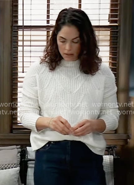 Britt's white knit sweater on General Hospital