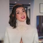 Bronwyn’s white confessional sweater on The Real Housewives of Salt Lake City