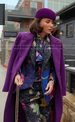 Bronwyn's black star print blouse, blazer and pants on The Real Housewives of Salt Lake City