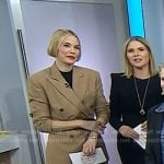 Leslie Bibb’s brown double breasted blazer and pants on Today