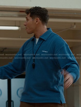 Buck's blue quarter zip sweatshirt on 9-1-1