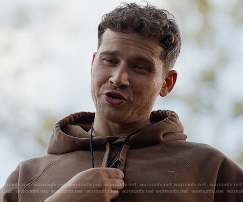 Buck's brown heart embossed hoodie on 9-1-1