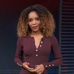 Zuri's burgundy's knit dress on Access Hollywood