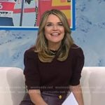 Savannah’s burgundy puff sleeve sweater and leather skirt on Today