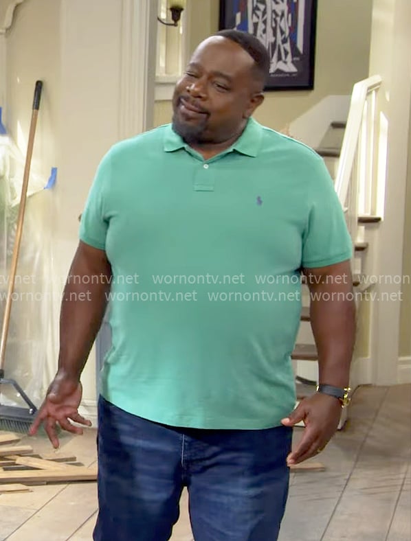 Calvin's green polo shirt on The Neighborhood