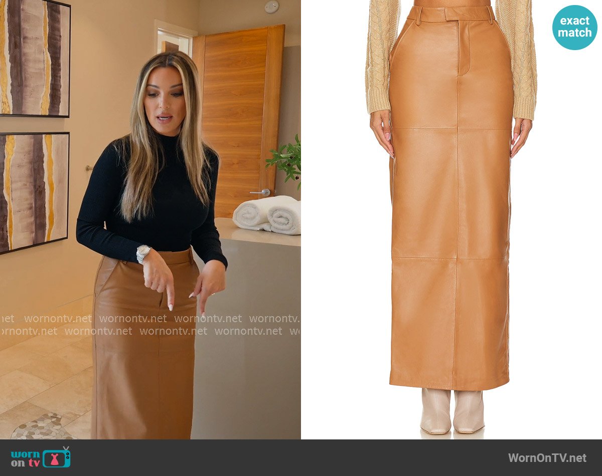 Camila Coelho Anabella Leather Maxi Skirt worn by Alex Halll (Alex Hall) on Selling the OC