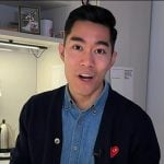 Brian Cheung’s navy heart patch cardigan on Today