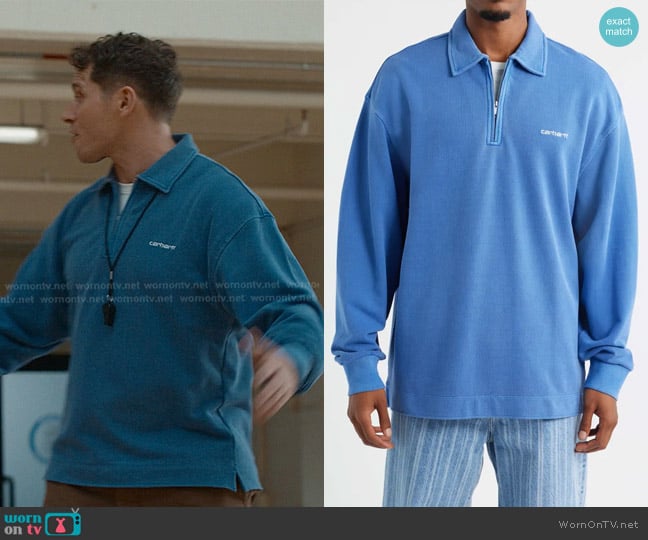 Carhartt Work In Progress Cotton Piqué Quarter Zip Pullover worn by Evan Buckley (Oliver Stark) on 9-1-1