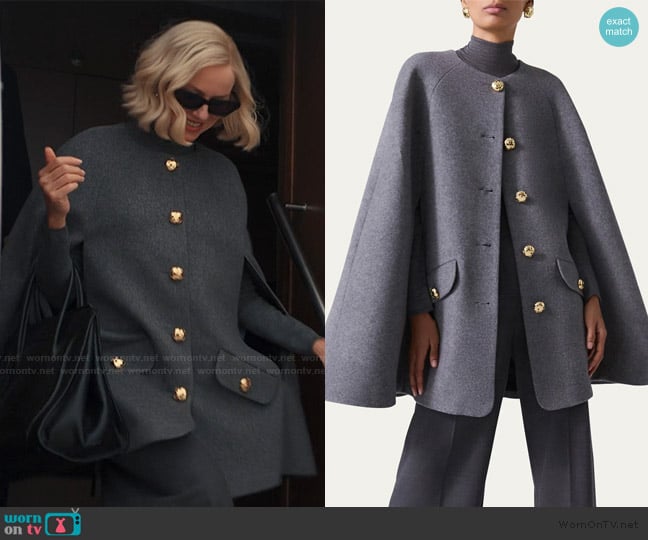 Carolina Herrera Button-Front Wool-Cashmere Cape worn by Liberty Ronson (Naomi Watts) on Alls Fair