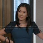 Caroline’s teal blue two-tone dress on Beyond the Gates