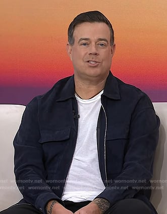 Carson Daly’s navy suede jacket on Today