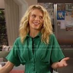 Cat’s green pleated shirtdress on Days of our Lives