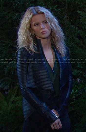 Cat’s black pleated leather jacket on Days of our Lives